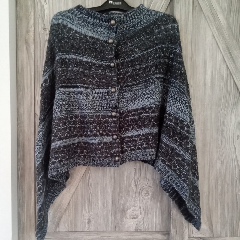 Simply Noelle Blue Charcoal Poncho Cape